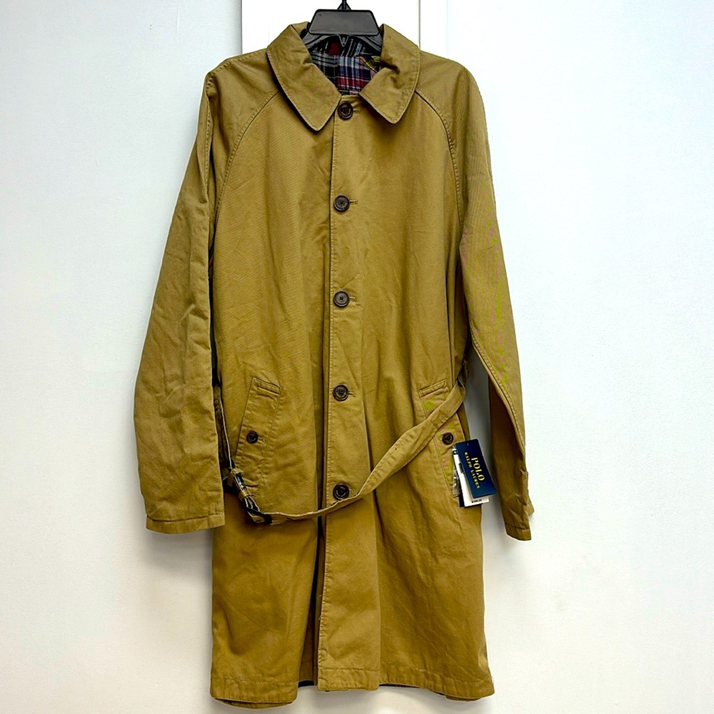 REVERSIBLE POLO RALPH LAUREN KHAKI BELTED TRENCH COAT